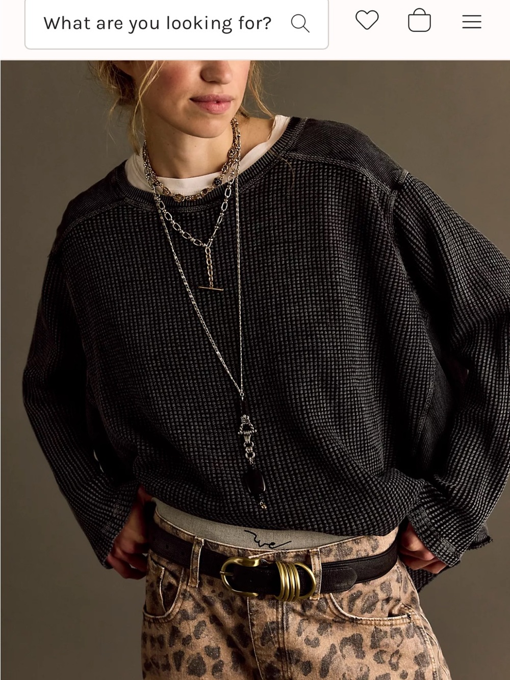 Free People One Blake Waffle Knit Pullover in Black - Size Small